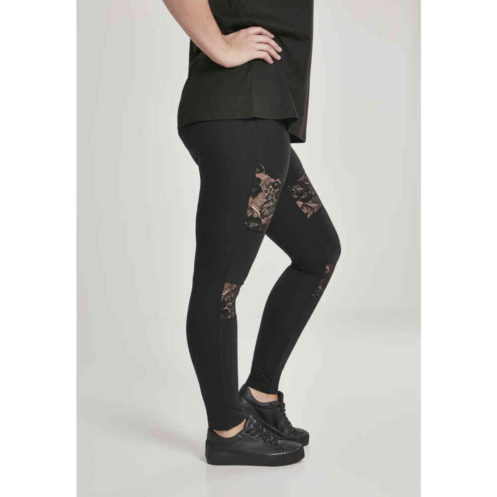 Urban Classics Urban Classics Lace Inset Legging Zwart Attitude H